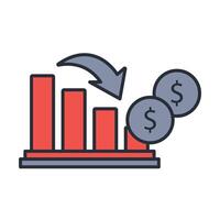 market crash icon. .Editable stroke.linear style sign for use web design,logo.Symbol illustration. vector