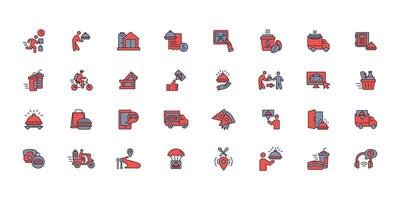 Food delivery icon set..Editable stroke.linear style sign for use web design,logo.Symbol illustration. vector