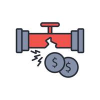 money leak icon. .Editable stroke.linear style sign for use web design,logo.Symbol illustration. vector