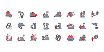 Climbing icon set..Editable stroke.linear style sign for use web design,logo.Symbol illustration. vector