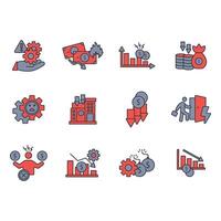 Business failure icon set..Editable stroke.linear style sign for use web design,logo.Symbol illustration. vector