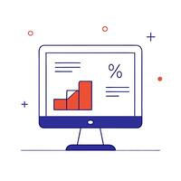 Glossy desktop monitor with floating holographic loan documents and interest rate graphs vector