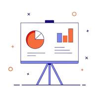 Glossy presentation board with holographic marketing goals and KPI markers vector
