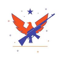 Glowing eagle emblem and rifle with copy space vector