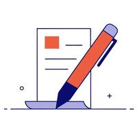 Glossy pen resting on a financial ledger with subtle reflections vector
