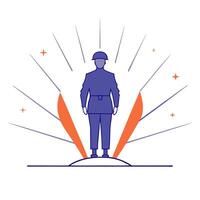 Glowing silhouette of a soldier with background vector
