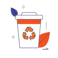Glossy recycling bin and leaf with holographic waste reduction and recycling rates vector
