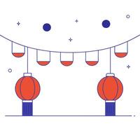 Glossy Rooftop Party with Lanterns for Mid Autumn Festival vector