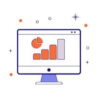 Glossy desktop monitor with holographic financial dashboards and currency symbols vector