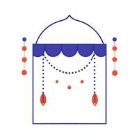 Glossy Diwali torans door hangings with glowing beads draped across a vibrant and colorful background vector