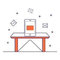 Glossy smartphone with floating marketing emails and notifications vector