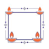 Glowing Diwali rangoli elements and diyas framing a colorful copy space with Festive Vibes wording vector