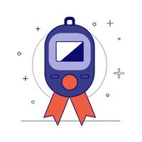 Glowing holographic glucose meter with blue ribbon on white background vector
