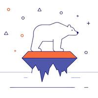 Glossy polar bear and iceberg with holographic temperature data and melting rates vector