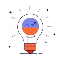 Glowing light bulb with financial graphs inside vector