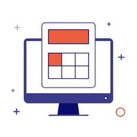 Glossy desktop monitor with floating holographic loan documents and interest rate graphs vector