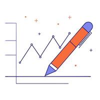 Glowing line graph with a digital pen drawing financial trends vector