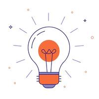 Glowing light bulb with marketing ideas flowing out vector
