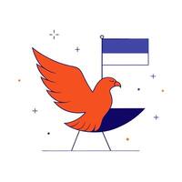 Glowing holographic eagle and flag with ample copy space vector