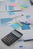 businessman working data document graph chart report marketing research development planning management strategy analysis financial accounting. Business office concept. photo