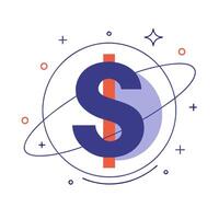 Glowing dollar sign surrounded by swirling data streams vector