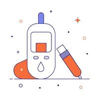 Glowing digital art of diabetic tools with neon and holographic elements vector