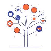 Glowing marketing tree with branches representing different campaigns vector