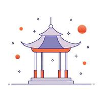 Glossy Pavilion with Lanterns for Mid Autumn Festival vector