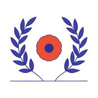 Glossy background with poppy and laurel wreath elements vector
