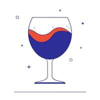 Futuristic wave with glowing elements forming a wine glass silhouette vector
