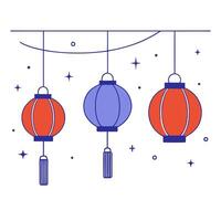 Glossy Street with Reflective Lanterns for Mid Autumn Festival vector