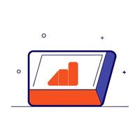 Glossy tablet on a marketing officers desk with campaign analytics vector