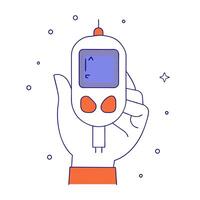 Glowing art featuring a person using a glucometer for World Diabetes Day vector