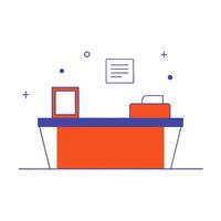 Glossy office environment with marketing materials neatly arranged vector