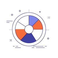 Glowing pie chart with segments highlighting financial sectors vector