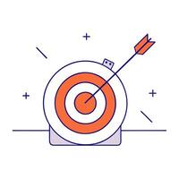 Glowing target with marketing arrows hitting the bullseye vector