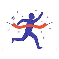 Glowing athlete running in a digital race with a vibrant glowing finish line vector