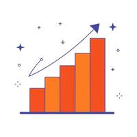 Glowing bar chart with rising data streams vector