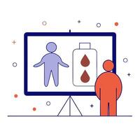 Glowing art of a diabetes education session with a holographic presentation vector