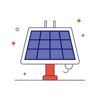 Glossy solar panel and plug with holographic energy efficiency and sustainability metrics vector