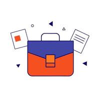 Glowing briefcase with marketing documents floating inside vector