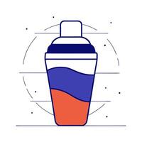 Glowing neon lines creating a cocktail shaker silhouette vector