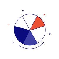 Glowing marketing pie chart with highlighted segments vector