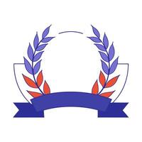 Glossy background with laurel wreath and ribbon design vector