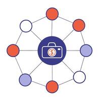 Glowing network with interconnected nodes representing financial decisions vector