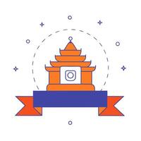 Glowing art of a digital temple with Labh Pancham symbols vector