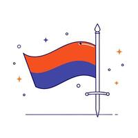 Glossy holographic flag and sword with ample copy space vector