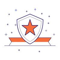 Glossy military badge over a reflective star spangled background vector