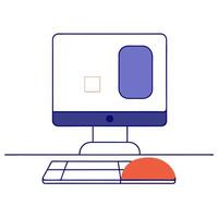 Glossy mouse and keyboard on a reflective desk surface with a financial application open vector
