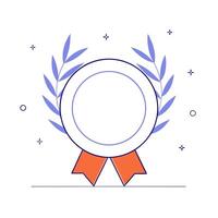 Glossy holographic medal and laurel wreath with copy space vector